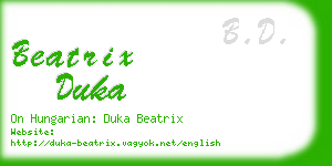 beatrix duka business card